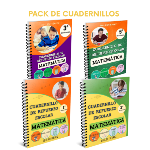 PACK DE 4 CUADERNILLOS Pack de 4 Cuadernillos: Matemática 1°,2°,3°,5° Secundaria – Refuerzo Escolar 2026